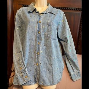 Denim shirt with sequins. Medium